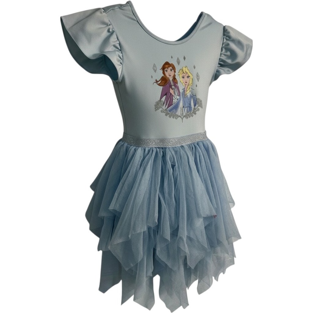 Disney Frozen II Anna Elsa Tutu Dress Light Blue Glitter Waist 3T